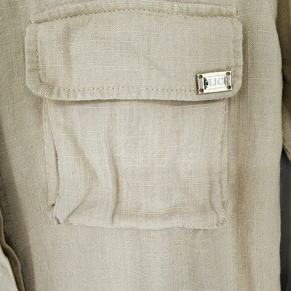 Y2K LC Lizette Collection Tunic Shirt Utility Jacket Roll Tab Sleeve Mid Length - Picture 3 of 7